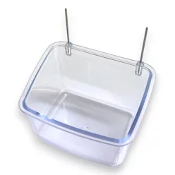   2GR átlátszó papagájetető drót rögzítővel 10x8x6,5cm