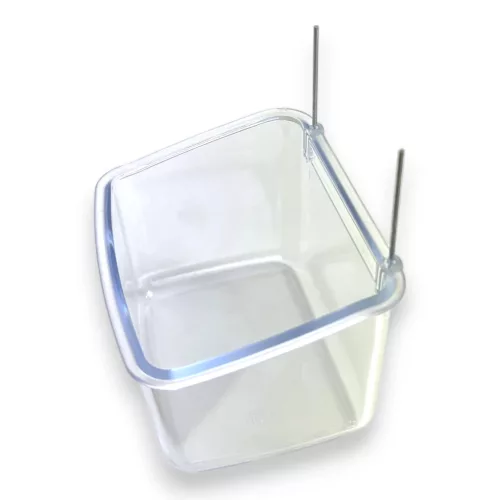 2GR átlátszó papagájetető drót rögzítővel 10x8x6,5cm