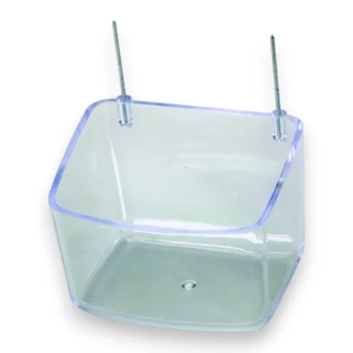 2GR átlátszó papagájetető drót rögzítővel 10x8x6,5cm