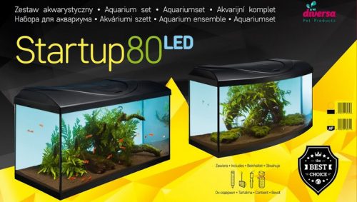 Diversa komplett akvárium LED 80 112L szögletes fekete