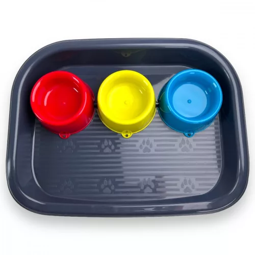 Georplast három tálas etető szett tálcával 52x41x9cm színes