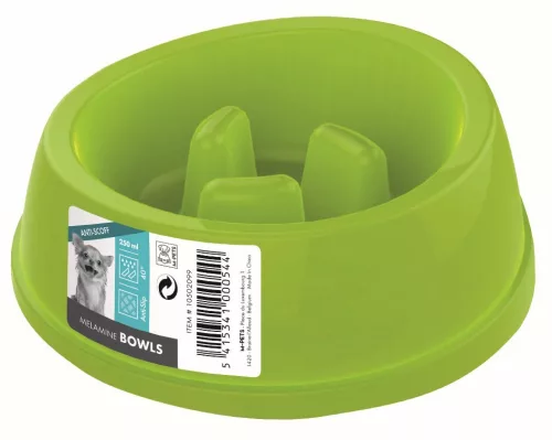 M-PETS tál falásgátlóval S 250ml zöld
