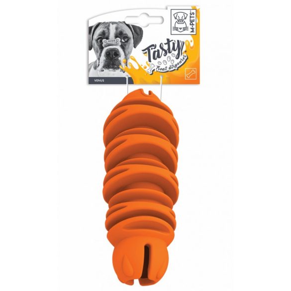 M-PETS kutyajáték jutalomfalatadagoló henger 14,7x6x6cm narancssárga TPR