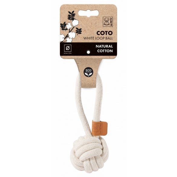 M-PETS kötéljáték füles labda 6,5cm fehér