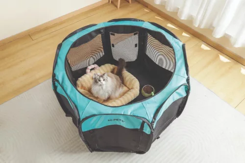 M-PETS Octagon hordozható kölyökkutya kennel ajtóval M 89x86x63cm