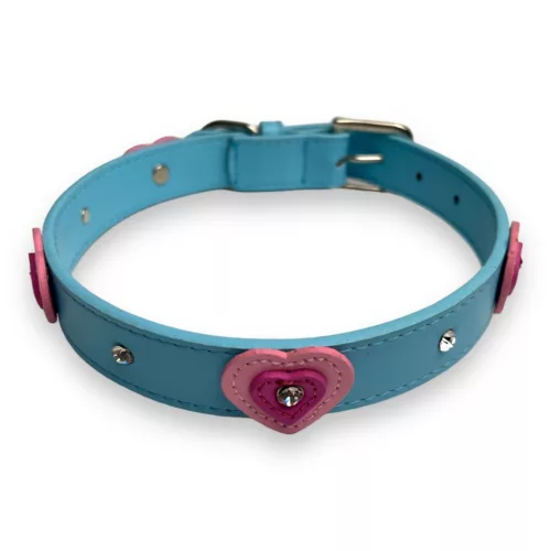 M-PETS szívecskés nyakörv L 2,5x40-50cm kék