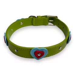 M-PETS szívecskés nyakörv L 2,5x40-50cm zöld