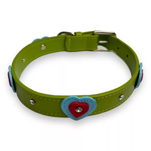 M-PETS szívecskés nyakörv L 2,5x40-50cm zöld