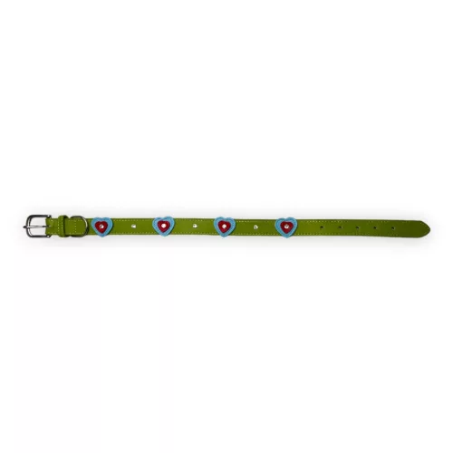 M-PETS szívecskés nyakörv L 2,5x40-50cm zöld