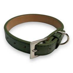 M-PETS krokodil mintás nyakörv L 2,5x35-40cm zöld