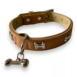   M-PETS Carmen nyakörv csontokkal és medállal S 1,5x22-30cm barna