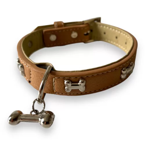 M-PETS Carmen nyakörv csontokkal és medállal S 1,5x22-30cm barna