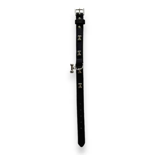 M-PETS Carmen nyakörv csontokkal és medállal S 1,5x22-30cm fekete