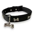 M-PETS Carmen nyakörv csontokkal és medállal L 2,5x35-40cm fekete