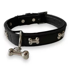   M-PETS Carmen nyakörv csontokkal és medállal L 2,5x35-40cm fekete