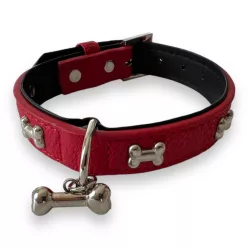  M-PETS Carmen nyakörv csontokkal és medállal L 2,5x35-40cm piros