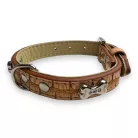 M-PETS Bling nyakörv strasszköves csontokkal S 1,5x22-30cm világos barna