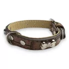 M-PETS Bling nyakörv strasszköves csontokkal S 1,5x22-30cm sötét barna