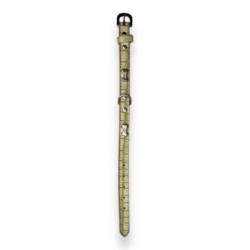 M-PETS Bling nyakörv strasszköves csontokkal S 1,5x22-30cm fehér