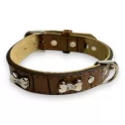 M-PETS Bling nyakörv strasszköves csontokkal M 2x28-35cm sötét barna