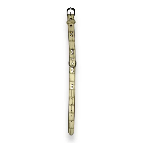 M-PETS Bling nyakörv strasszköves csontokkal L 2,5x35-40cm fehér