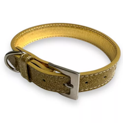 M-PETS csillogó nyakörv M 2x28-35cm arany