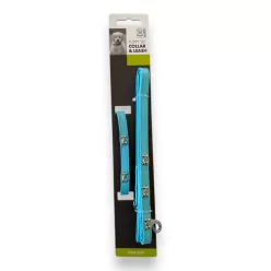   M-PETS kölyökkutya nyakörv+póráz szett 1x100/1x30cm kék