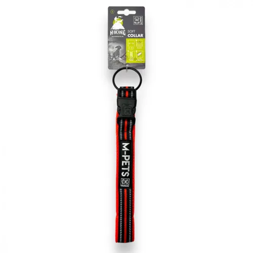 M-PETS párnázott túra nyakörv L 2,5x55-65cm narancs