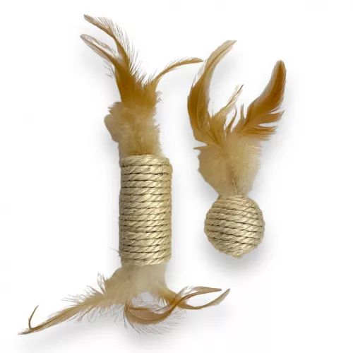 M-PETS Natura tollas szizálhenger/golyó macskajáték 20x3,5cm/12cmx4,5cm