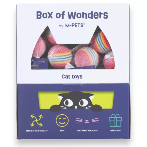 M-PETS szivárvány szivacslabda macskajáték 4,2cm 90db-os doboz