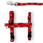 M-PETS hám szett macskáknak 1x90-170cm/20-30x30-42cm piros