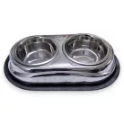 Dupla fémtál epoxy acél csúszásgátlós 2x0,9L 44x26x7cm