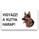 Matricás feliratos tábla 007 német juhász - Vigyázz! A kutya harap! 16,5x10cm
