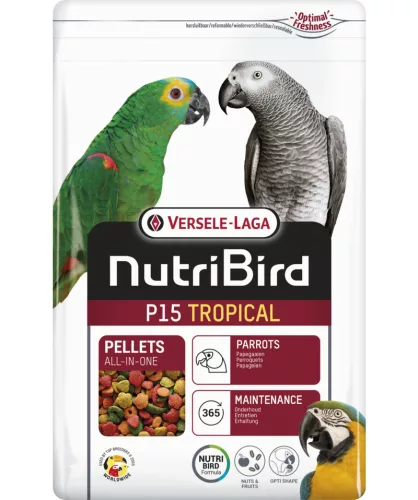 Versele-Laga NutriBird P15 Tropical 3kg Fenntartó pellet trópusi gyümölcsökkel óriás papagájoknak