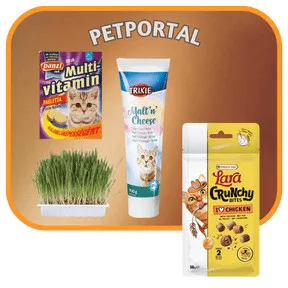 Macska jutalomfalatok és étrendkiegészítők