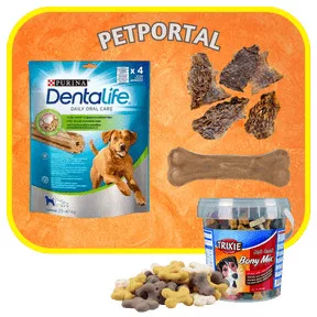 Kutya jutalomfalatok és rágcsák